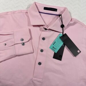 NWT GREYSON Men's Pink Long Sleeve Polo Shirt Brrr Triple Chill Effect XL